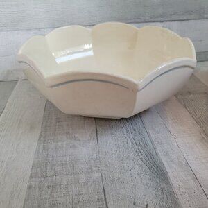 Vintage McCoy USA Large White Octagonal Ceramic Bowl